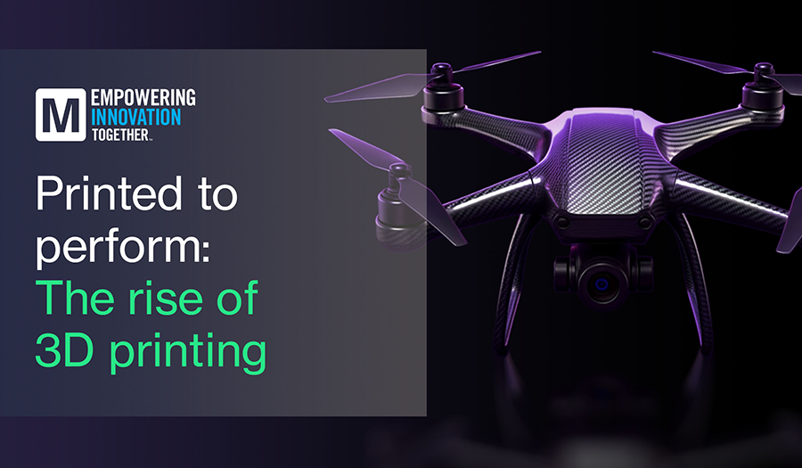 Diagram showing 3D printing applications in aerospace, medical and consumer goods industries
